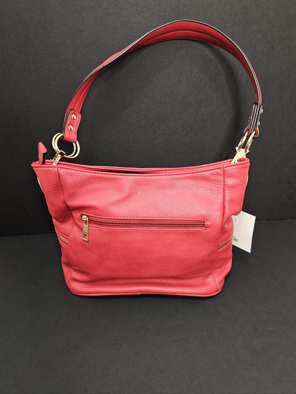 Accent by Sam Edelman red faux leather handbag with gold hardware & tassels NEW - Picture 5 of 10